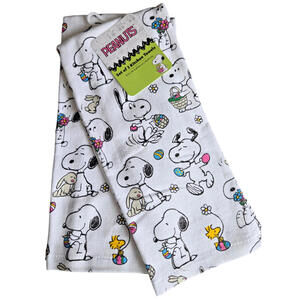 Peanuts Snoopy Kitchen Towels Set Bunny Easter Basket Woodstock Egg Mom Gift NWT